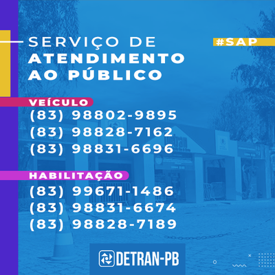Detran-PB disponibiliza números de telefone para atender à população